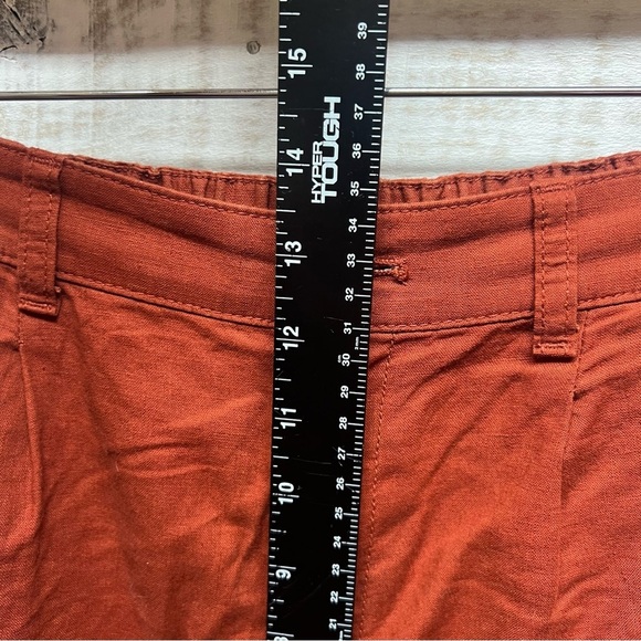 Uniqlo Pants Womens XS Rust Brown Cropped Linen‎ Blend High Waist Wide Leg - Picture 10 of 11
